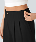 High Waisted Casual Linen-Feel Pants with Pockets