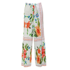 Colorful Floral Embroidery Vest Top & Pleated Pants