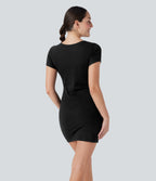 Ribbed Built-in Bra Bodycon Mini Yoga Active Dress