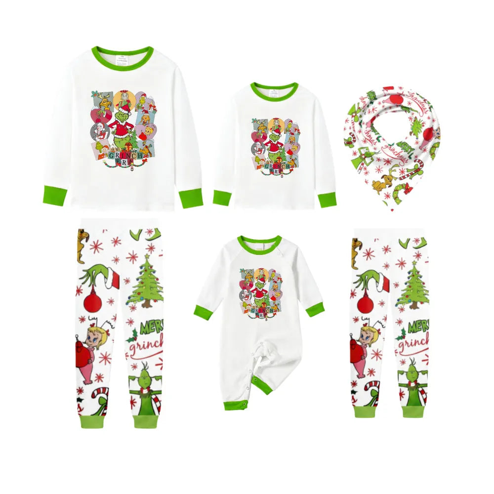 Holiday Family Christmas Pajamas Set With Xmas Character Pattern Print
