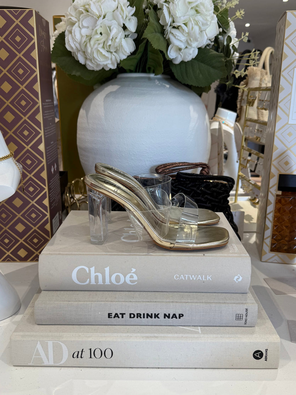Gold Clear Heels