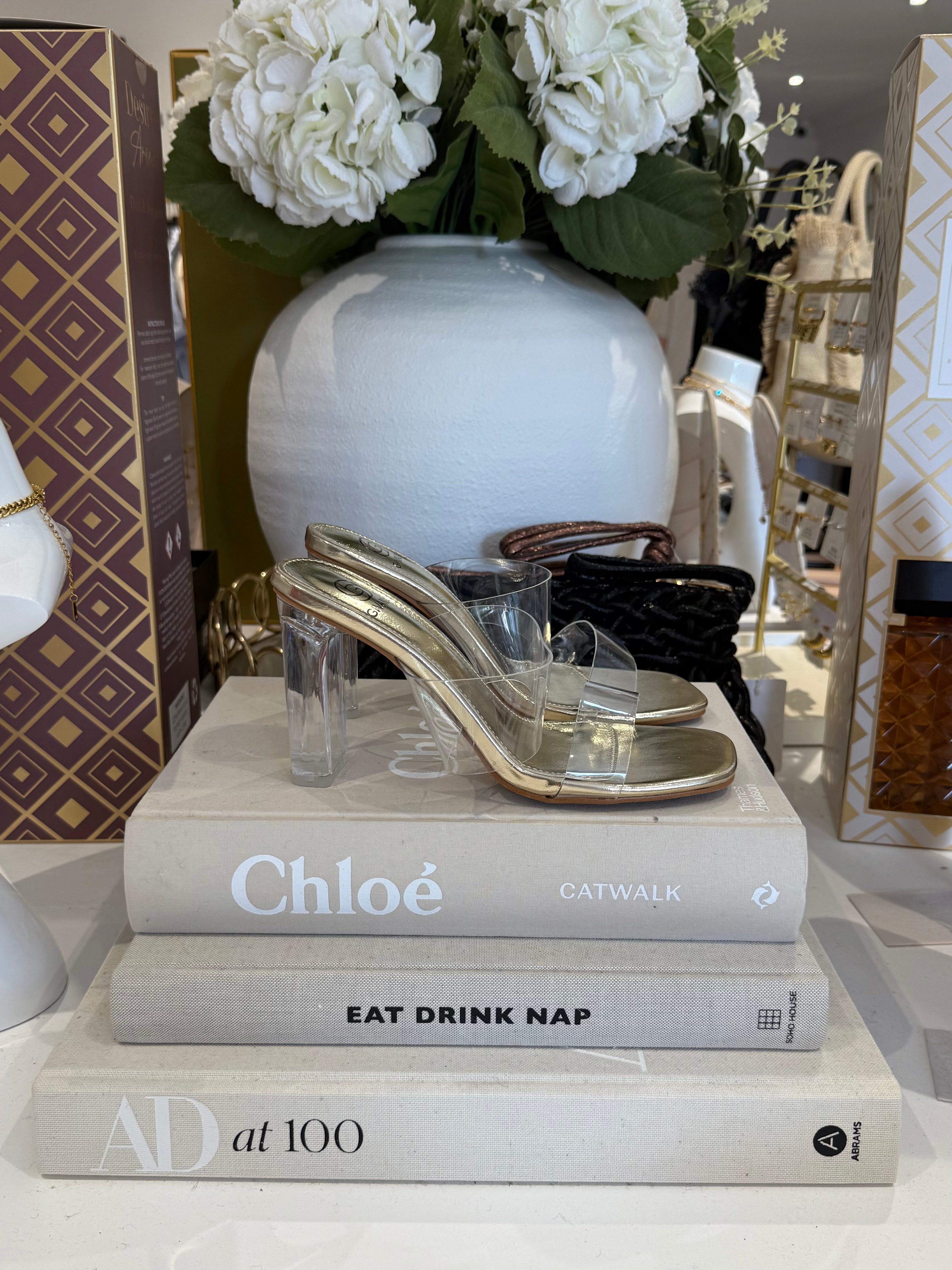 Gold Clear Heels