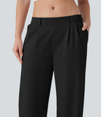 Quick Dry Low Rise Inside Drawstring Straight Leg Casual Pants with Pockets-UPF 40+