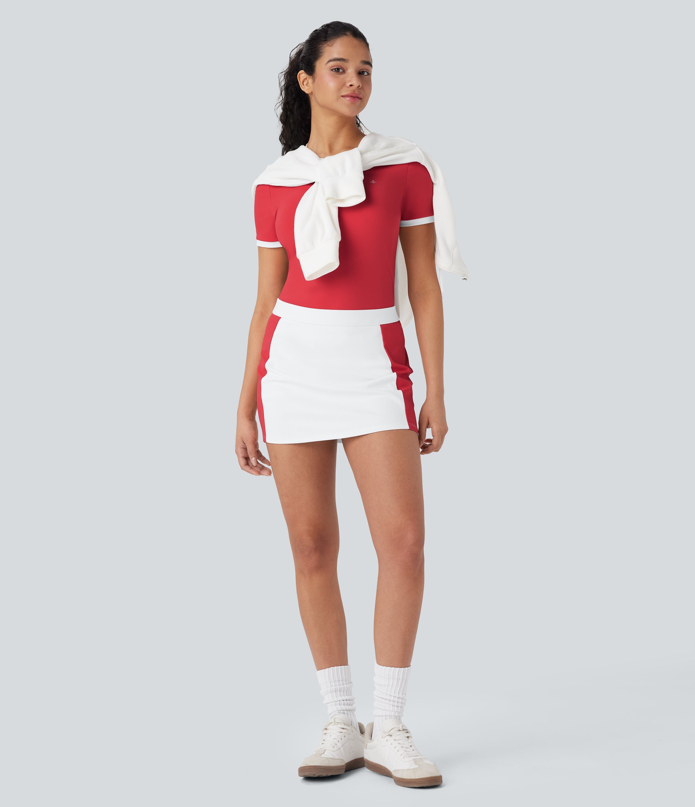 SoftlyZeroTM Airy Mid Rise Color Block 2-in-1 Cool Touch Bodycon Mini Casual Skirt-UPF50+