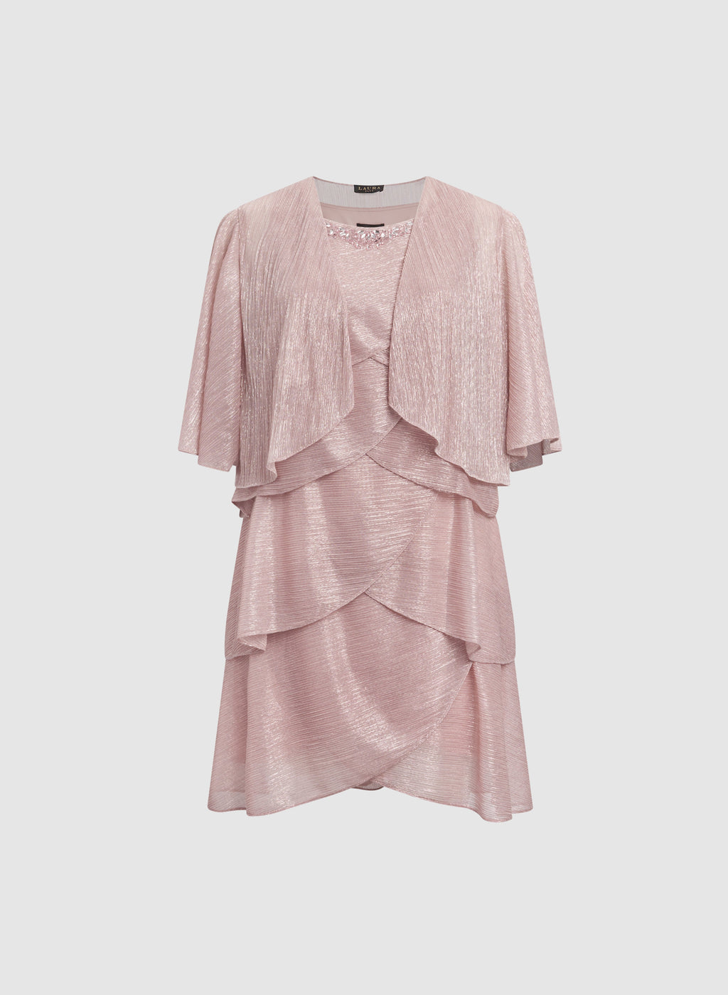 Metallic Jacket & Tiered Dress Set