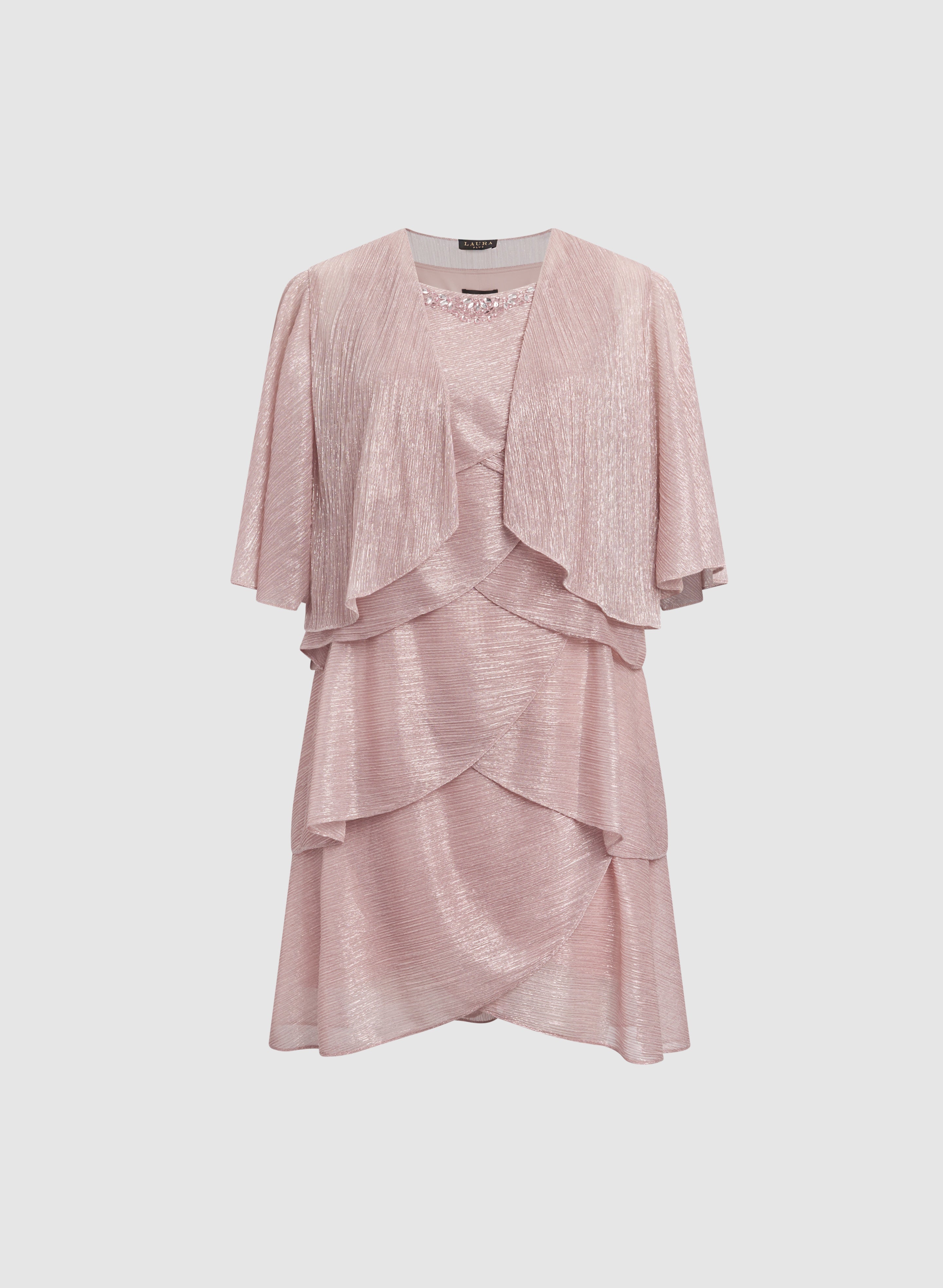 Metallic Jacket & Tiered Dress Set