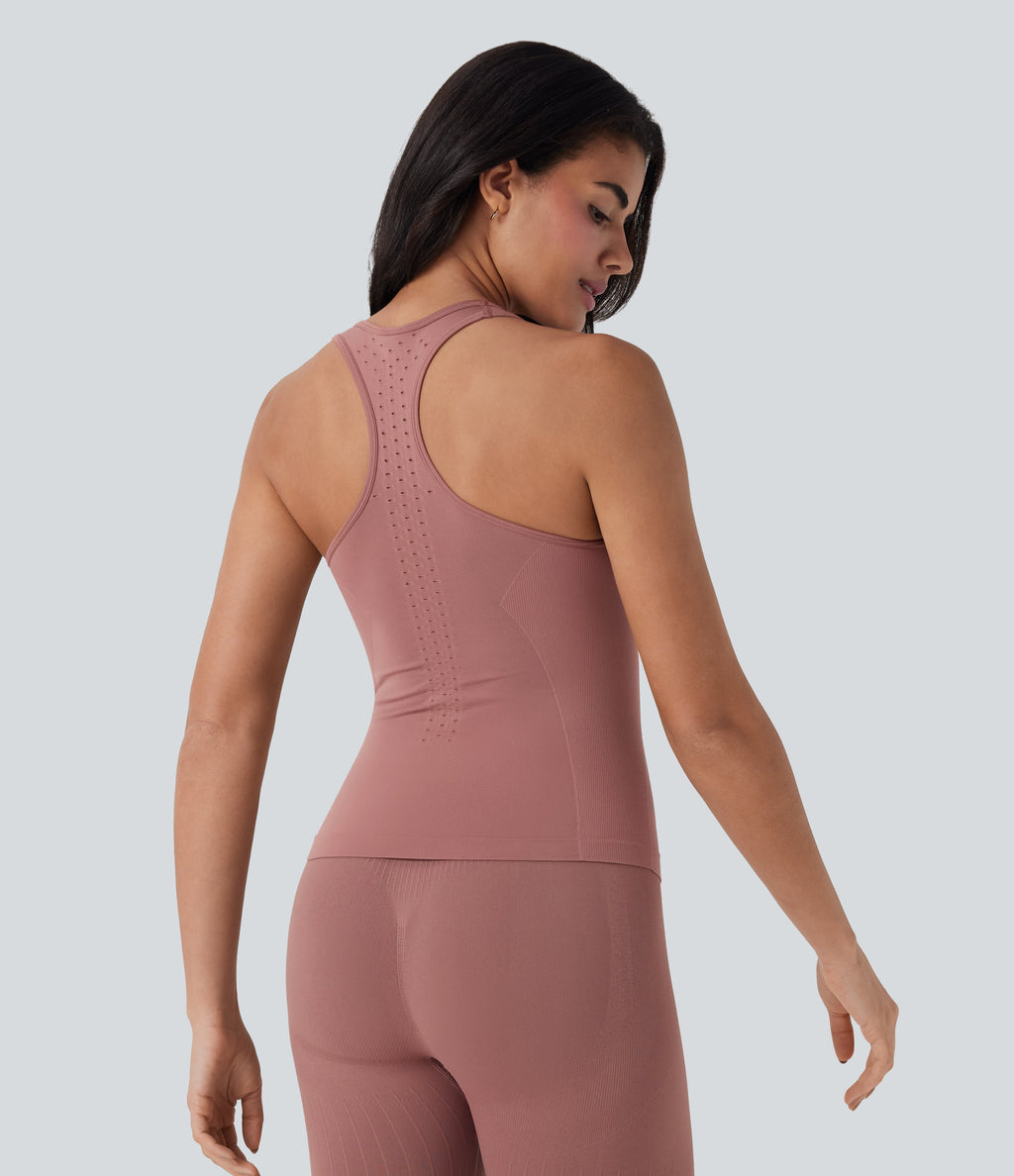 Backelss Racerback Cut Out Yoga Tank Top