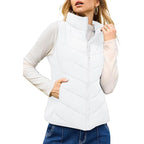 Puffer Vest Women Sleeveless Zip Up Outerwear Stand Collar Quilted Vest