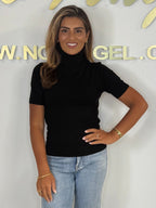 Soft Knit Short Sleeve Roll Neck Top (4 Colours)