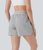 High Waisted Drawstring Waffle Yoga Shorts with Pockets