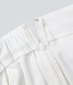 Mid Rise Belted Asymmetric Pleated Mini Casual Skirt
