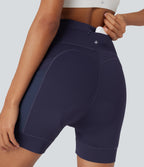 SpeedWaveTM High Waisted Contrast Mesh Quick Dry Cycling Chamois Padded Biker Shorts 5'' with Pockets