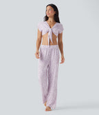 High Waisted Wide Leg Leopard Print Lounge Pants