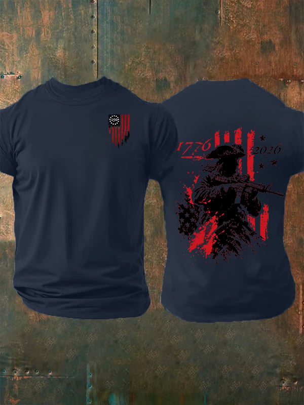 Men's 250th Anniversary Distressed American Flag 2-sided Shirt