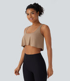 U Neck Draped Cropped Yoga Tank Top