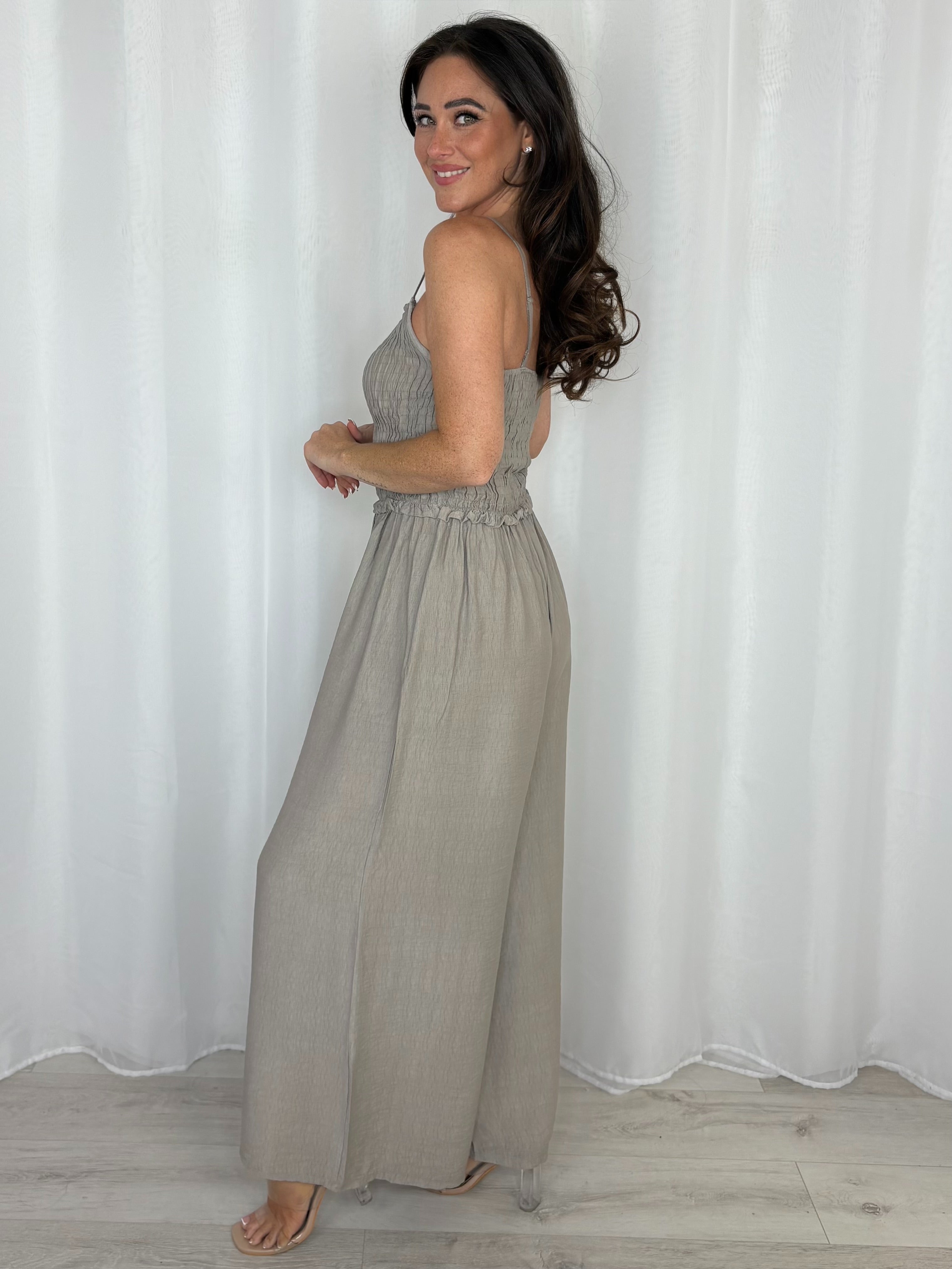 Smocked Wide Leg Jumpsuit (4 Colours)