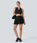 High Waisted Pleated 2-in-1 Cool Touch Quick Dry Mini Tennis Skirt with Pockets