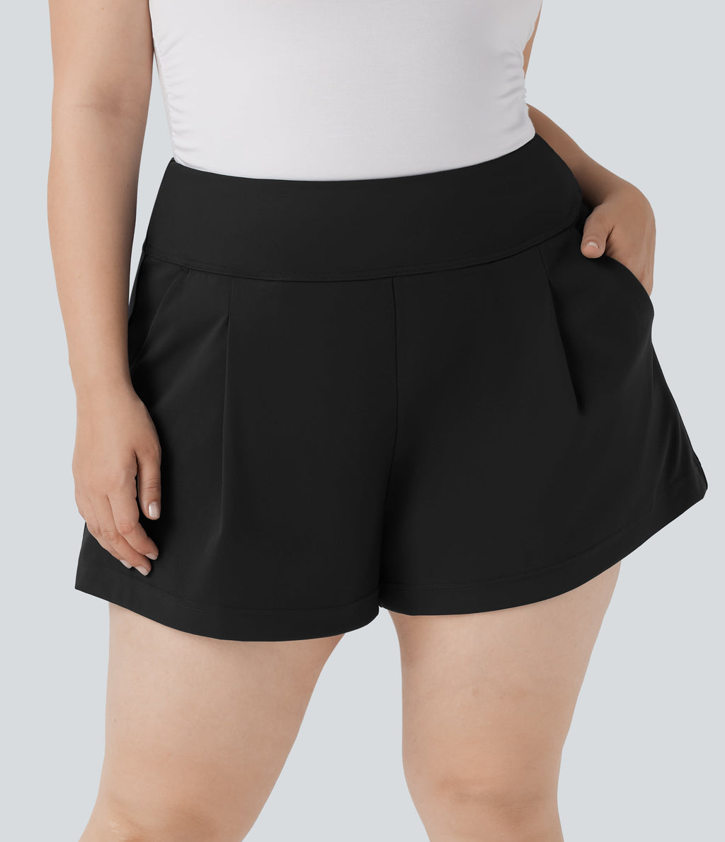 Plus Size High Waisted Work Shorts with Pockets