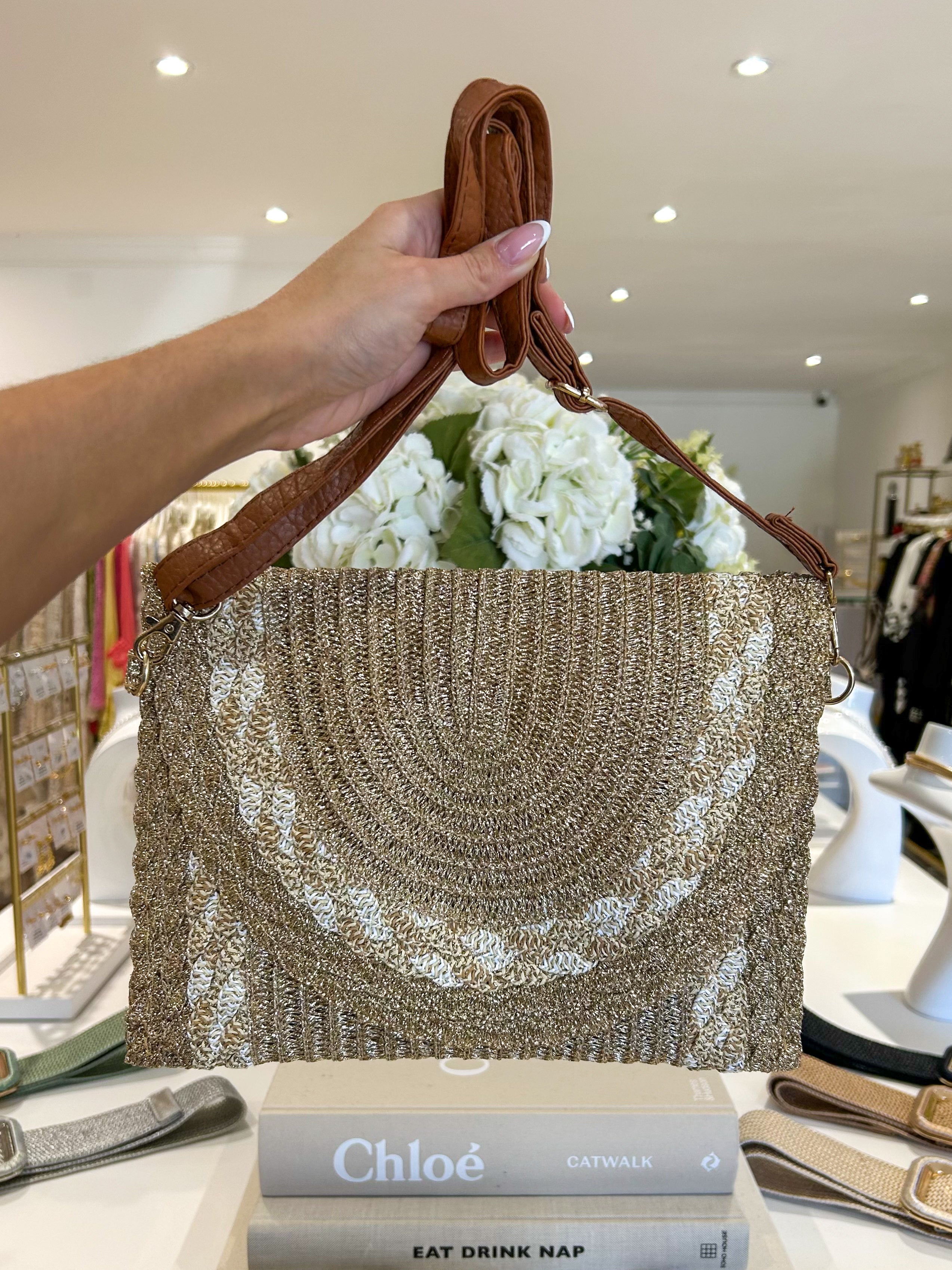Gold Fleck Woven Plaited Clutch Bag (3 Colours)