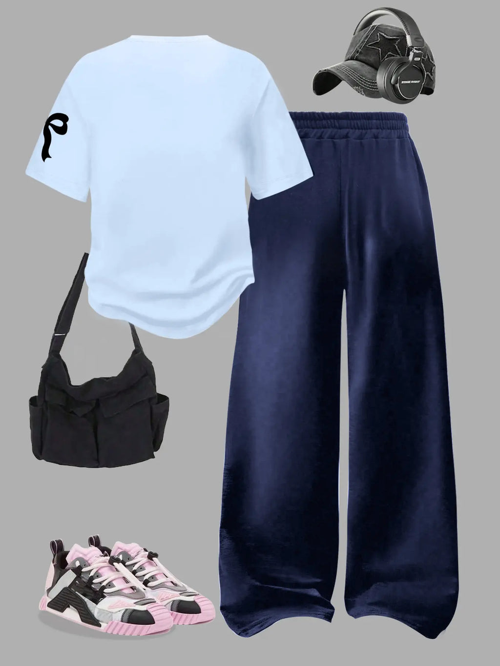 Women's Two-Piece Set, Digital Pattern Round Neck Short Sleeve Top & Loose Casual Pants, Summer Fashion for Vacation Travel, Outfit