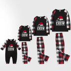 Christmas Family Matching Pajamas-Red and Gray Plaid Pjs set with Santa Hat and “Christmas Crew Making Memories Together” Print