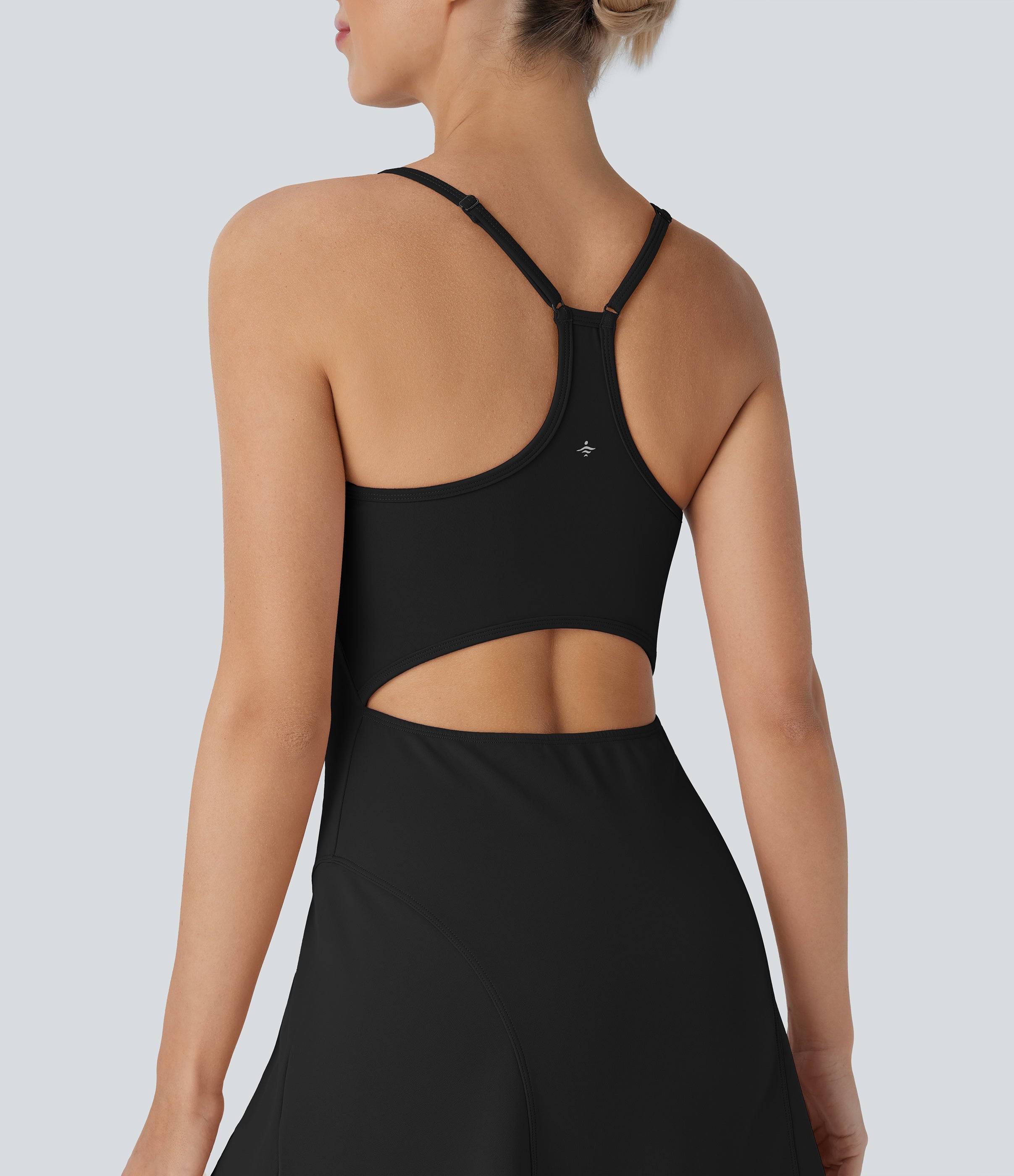 SpeedWaveTM Racerback Cut Out 2 Piece Mini Quick Dry Hiking Active Slip Dress with Pockets