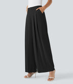 BreezefulTM Mid Rise Wide Leg Quick Dry Work Pants with Pockets