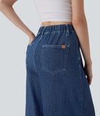 FlexTM High Waisted Wide leg Cool Touch Quick Dry Denim Casual Jeans with Pockets