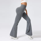 Breathable Flared Trousers Yoga-to-Street Chic Athleisure Fitness Pants Trendy Women's High-Waisted Yoga Gym Wear 4-Way Stretch