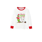 Family Christmas White Pajamas Set With Funny Pattern Print