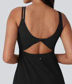 SoftlyZeroTM Plush Double Straps 2-Piece Pockets Slip Dance Active Dress D/DD/DDD/F Cups
