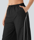 Mid Rise Wide Leg Cool Touch Casual Pants with Pockets