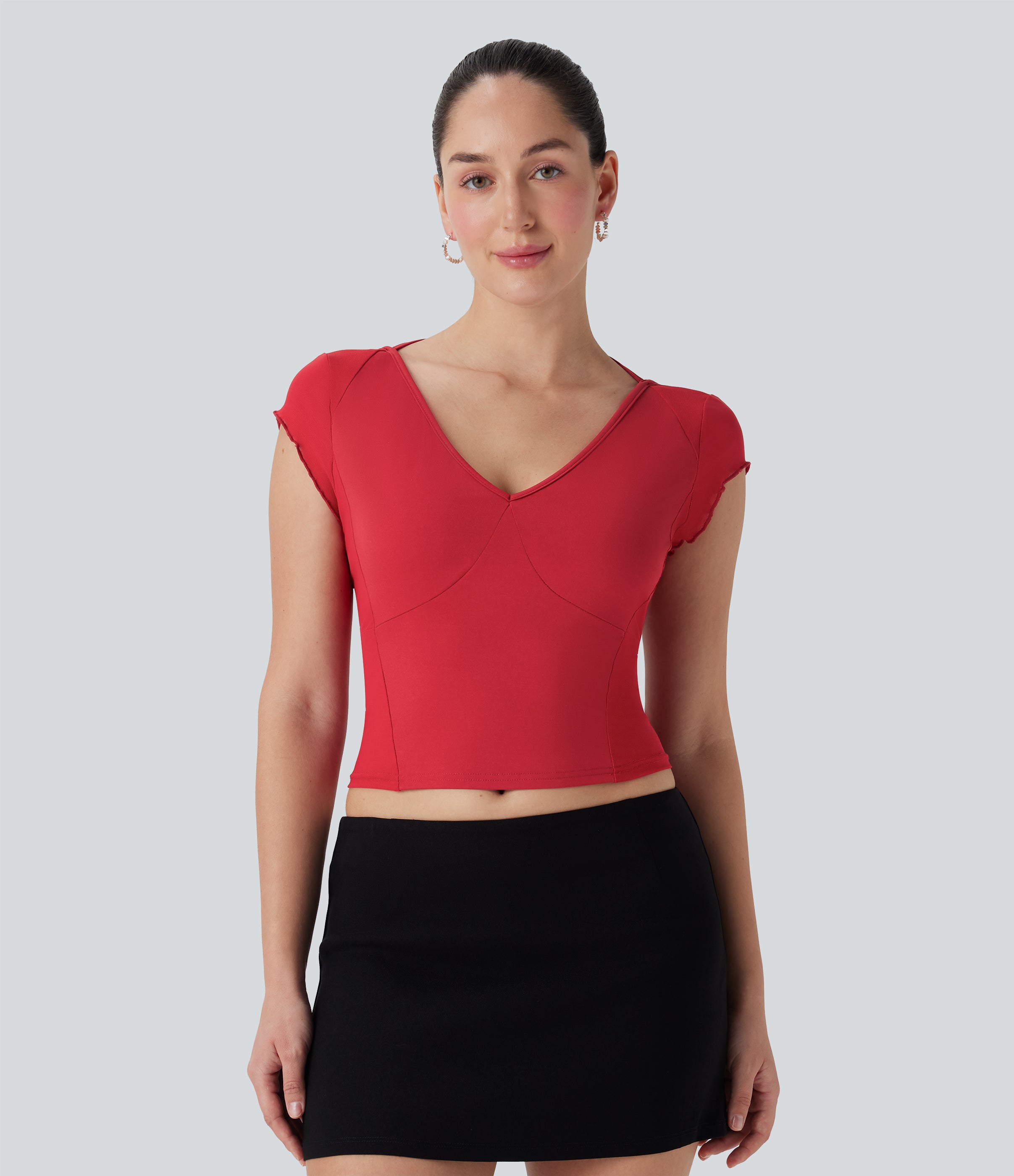 Tie Back Contrast Mesh Top