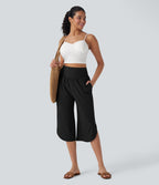 BreezefulTM SoCinched High Waisted Tummy Control Hem Quick Dry Capri Pants with Pockets