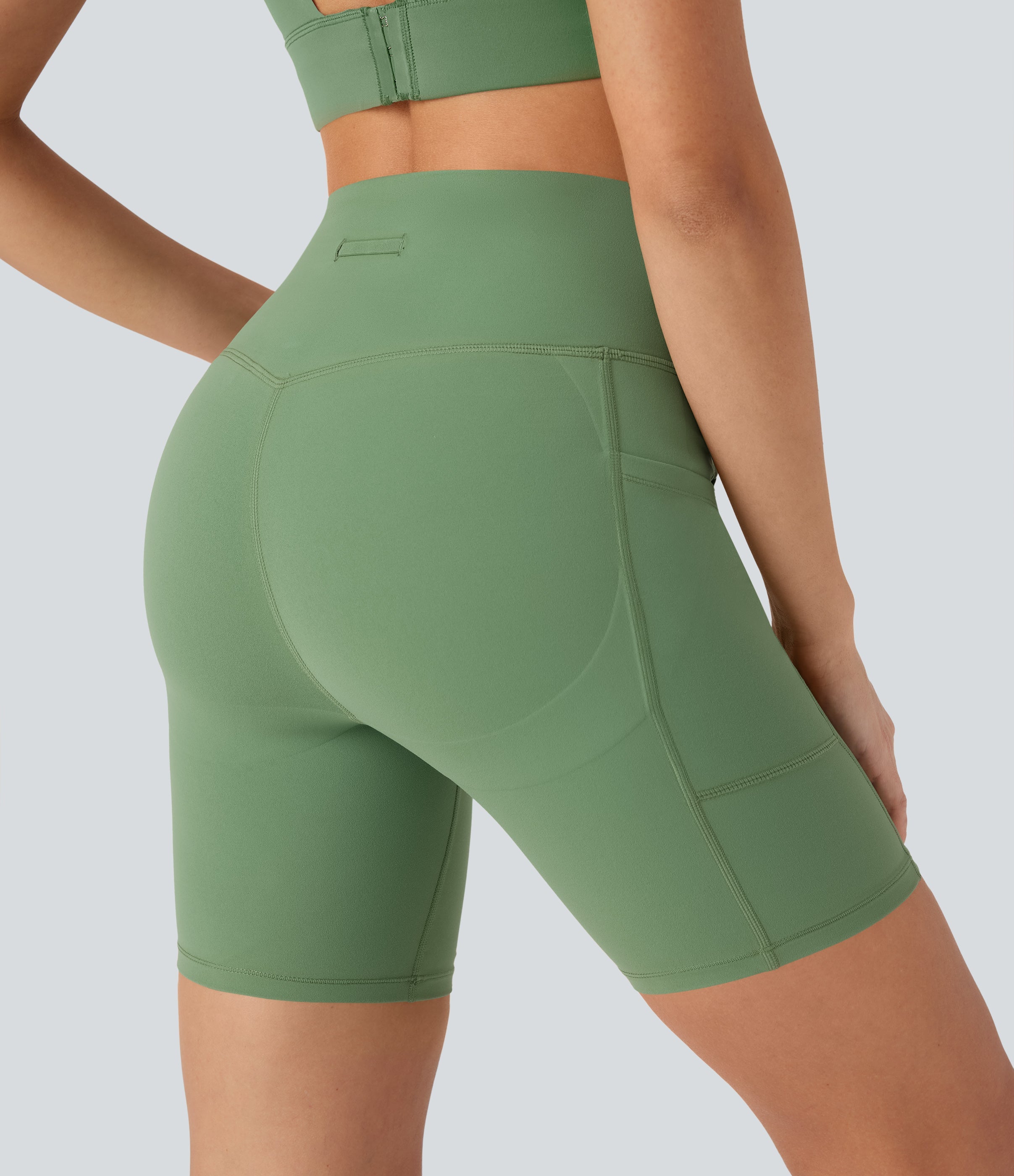 UltraSculptTM SoCinched High Waisted Butt Lifting Tummy Control Loop Running Biker Shorts 7'' with Pockets