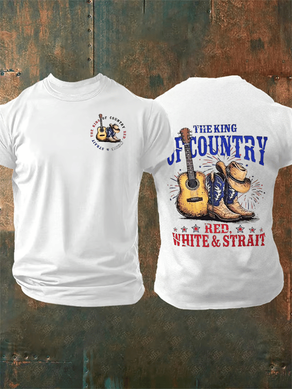 Men's RED WHITE & STRAIT  Print T-Shirt