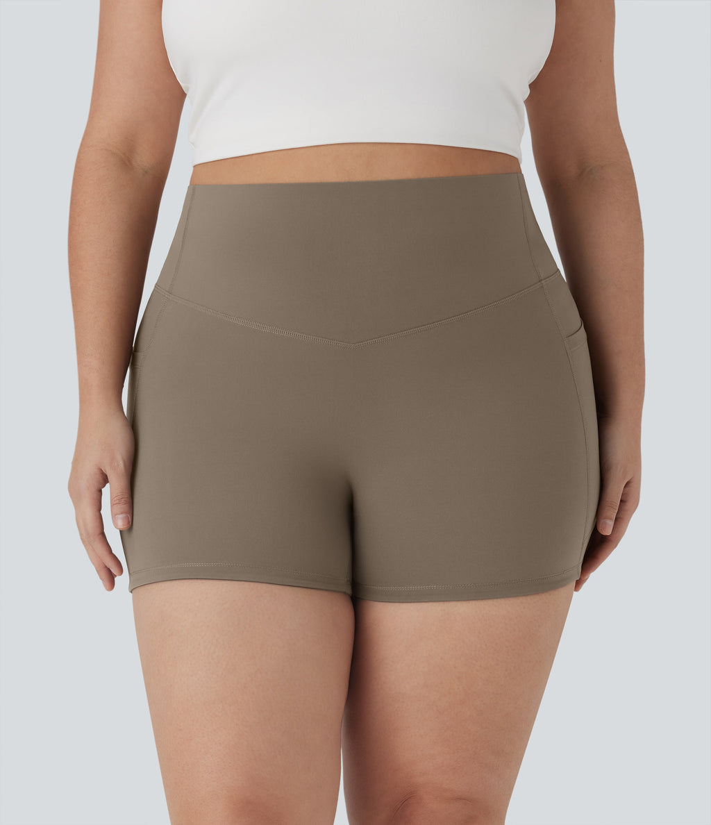 Plus Size UltraSculptTM SoCinched High Waisted Tummy Control Training Biker Shorts 3'' with Pockets