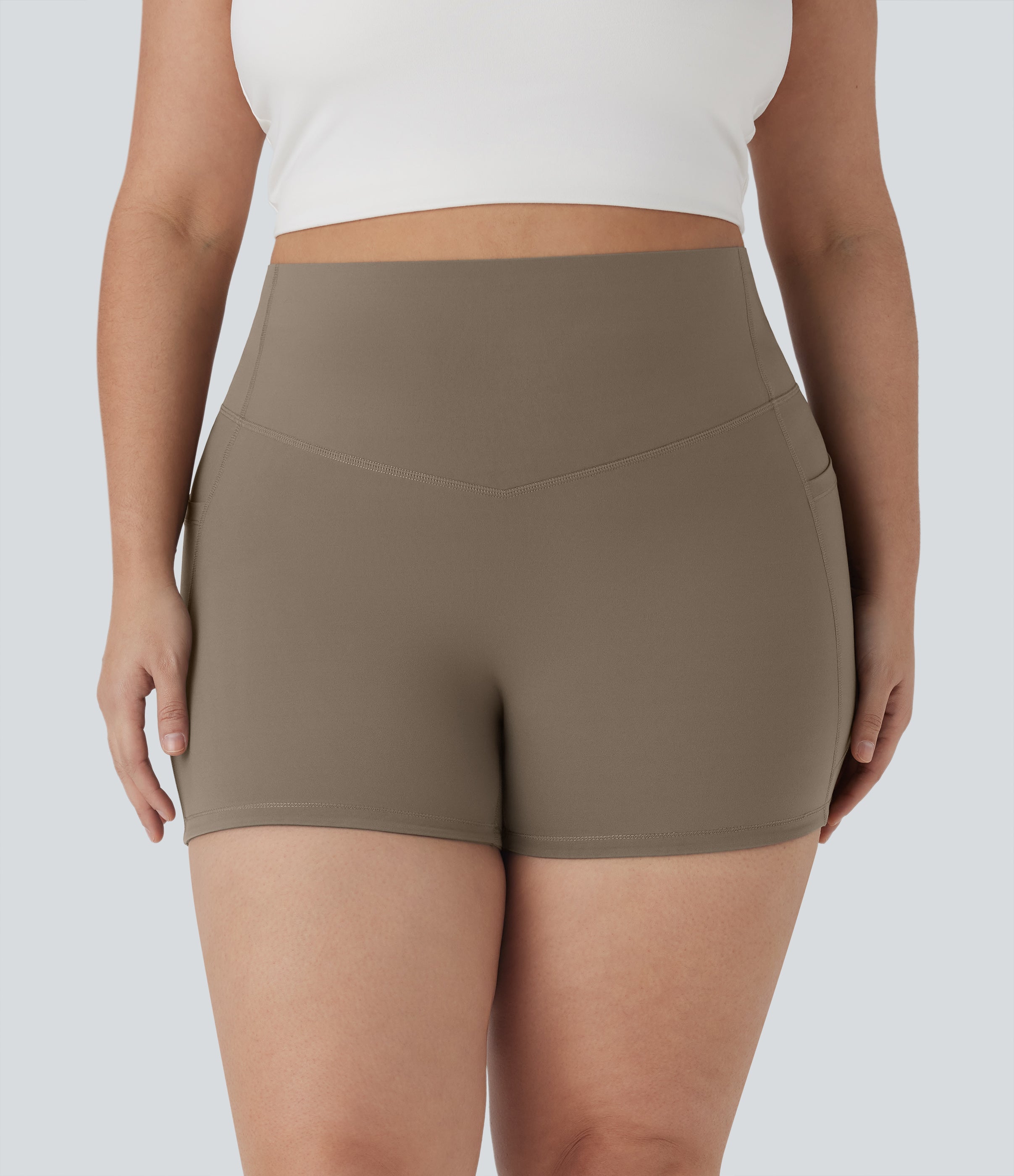 Plus Size UltraSculptTM SoCinched High Waisted Tummy Control Training Biker Shorts 3'' with Pockets