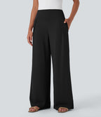 High Waisted Wide Leg Casual Pants with Pockets