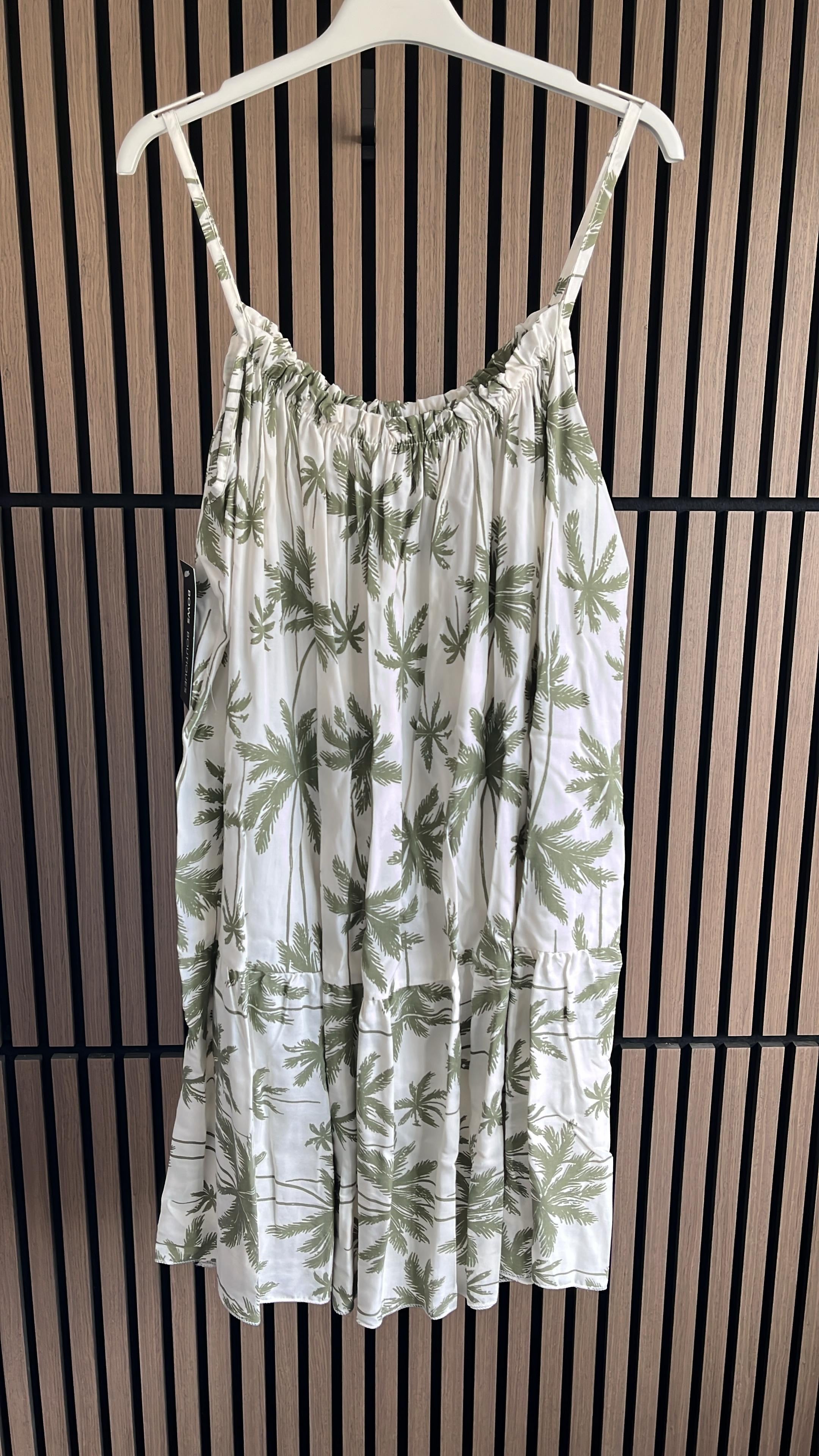 Carol Palm Tree Print Loose Fit Strappy Dress