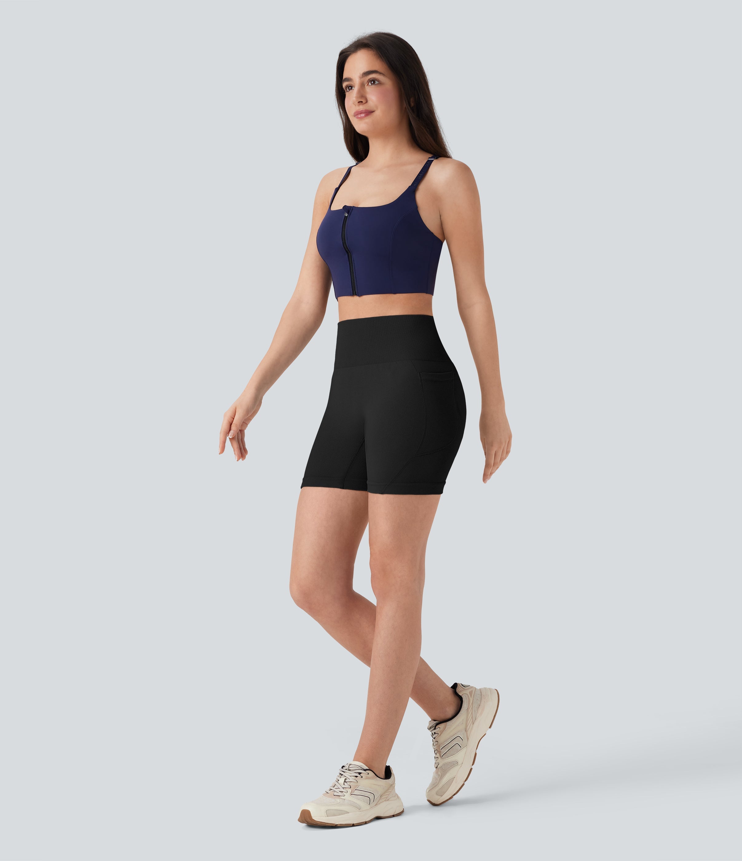 Seamless Flow High Waisted Yoga Biker Shorts 5'' with Pockets