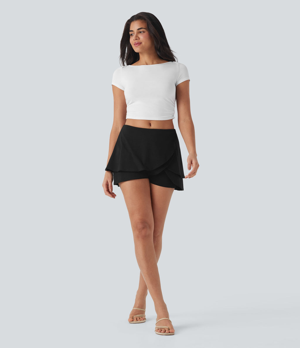 Low Rise Tulip 2-in-1 Mini Casual Skirt with Pocket