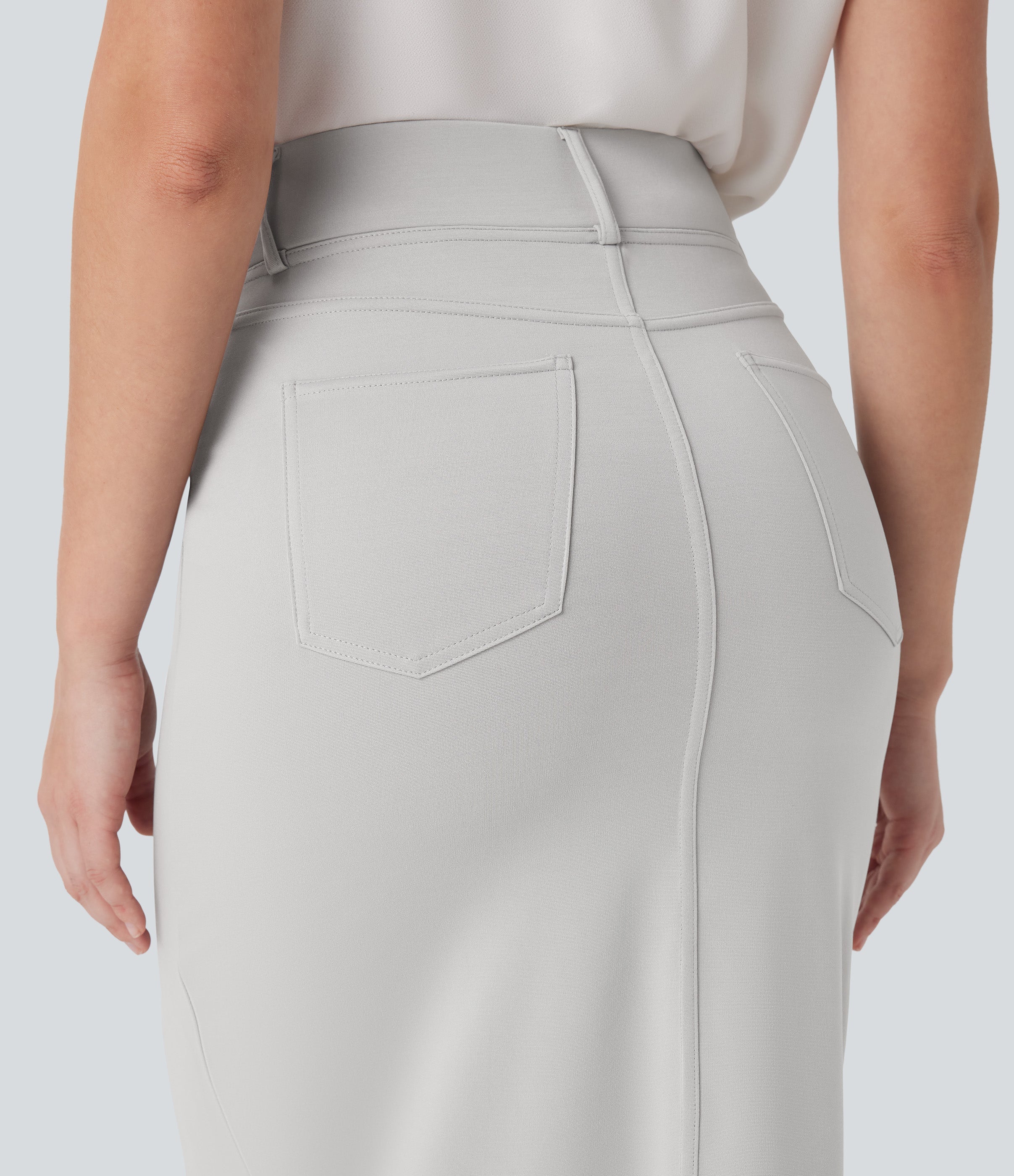 High Waisted Tummy Control Butt Lifting Casual Bodycon Skirt with Built-in Shapewear Shorts