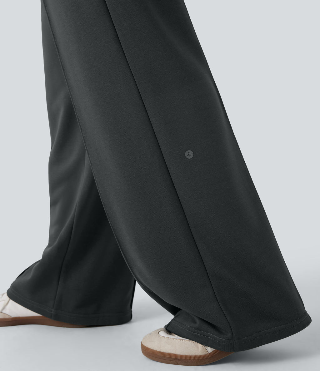Low Rise Drawstring Wide Leg Casual Pants with Pockets