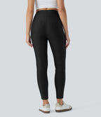 High Waisted Sheen Casual Skinny Pants with Pockets