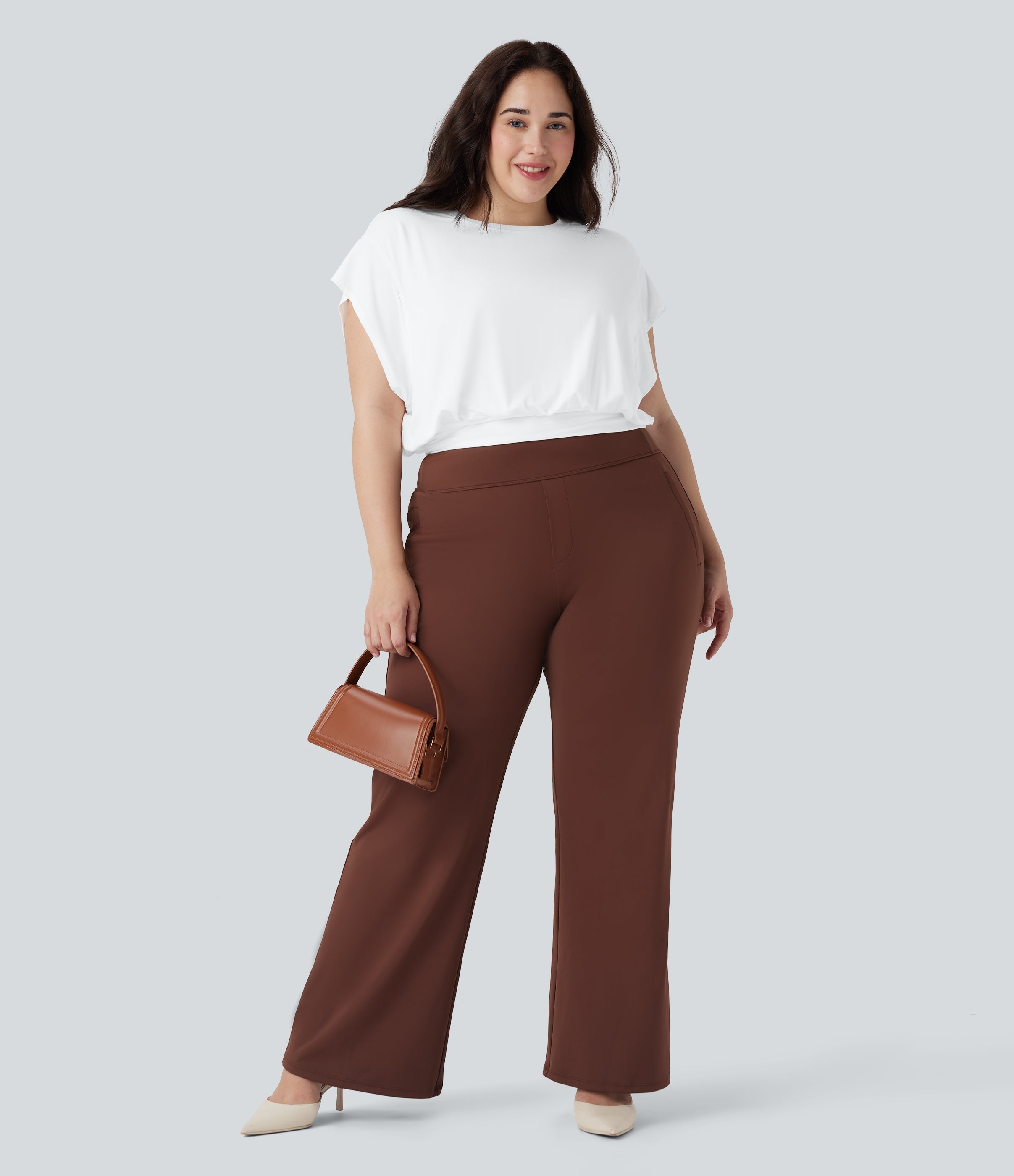 Round Neck Short Batwing Sleeve Work Plus Size T-Shirt