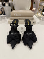 Point Toe Large Bow Sling Back Heel (3 Colours)