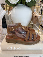 Brown Faux Suede Sun Charm Sandal