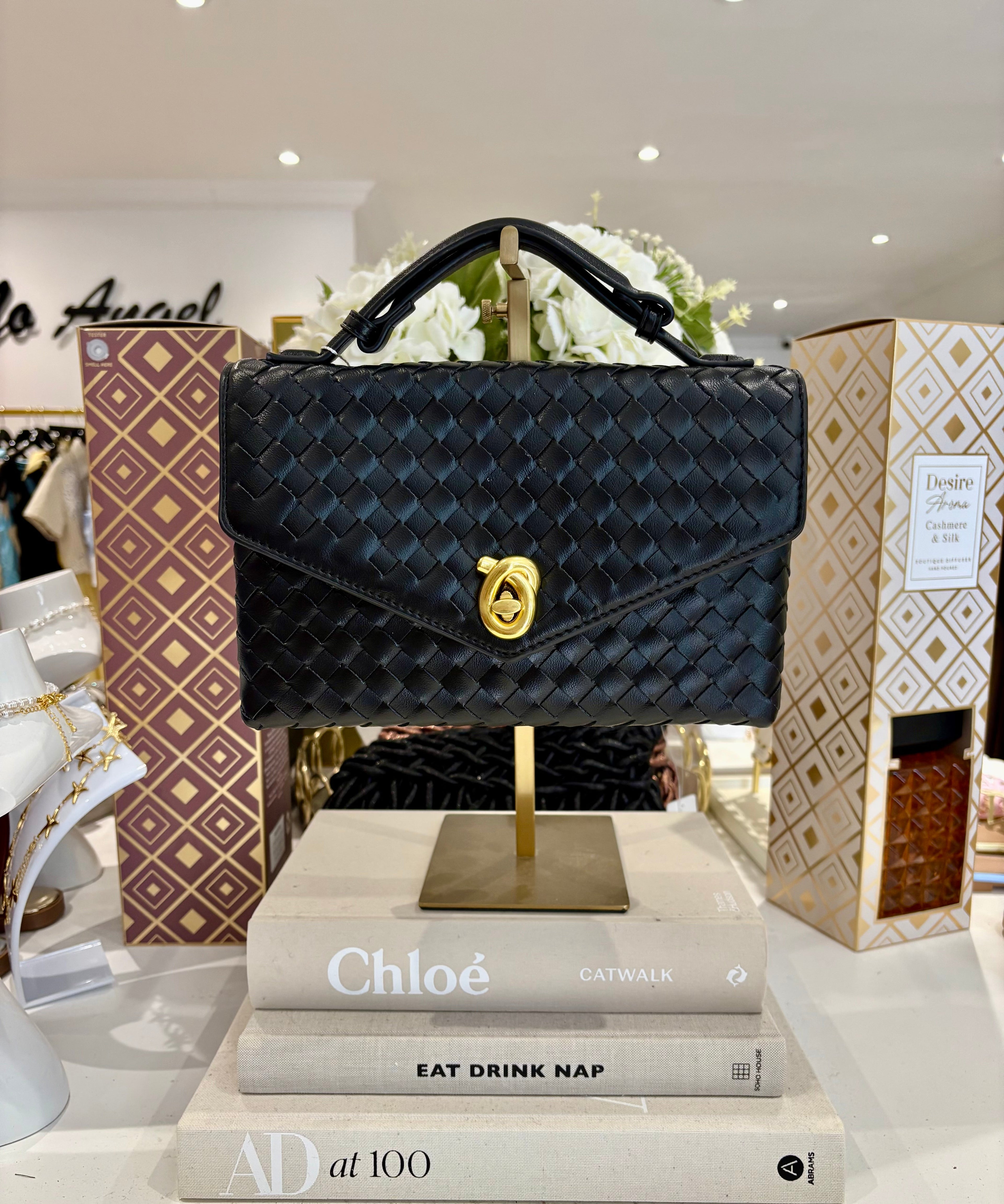 Woven Square Interlock Gold Buckle Bag (5 Colours)