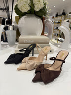 Point Toe Large Bow Sling Back Heel (3 Colours)